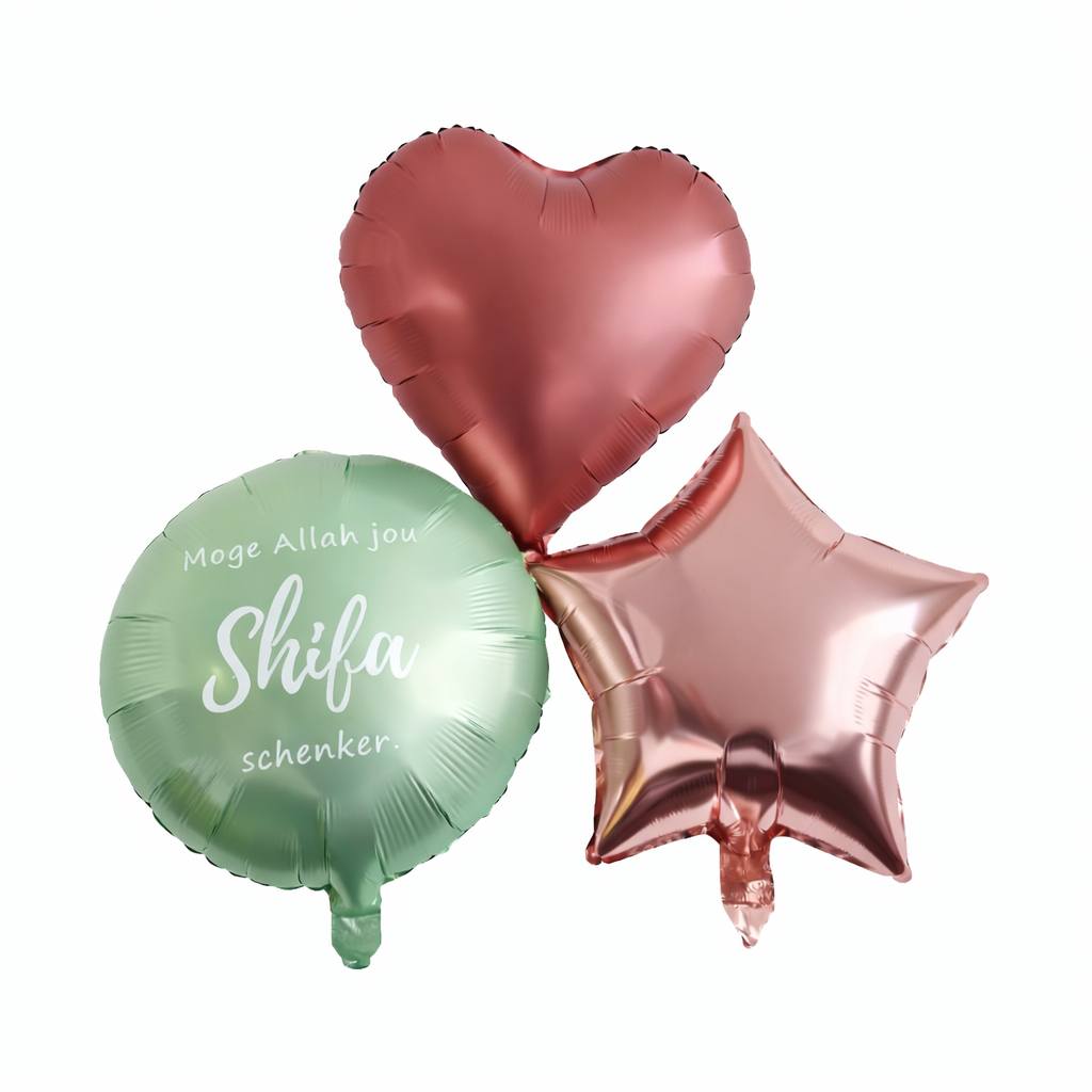 Heliumballonnen Tros – Beterschap (Moge Allah jou Shifa schenken) (3 ballonnen)