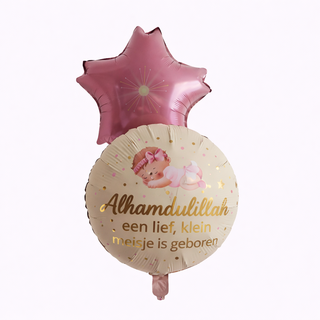 Heliumballonnen Tros – Alhamdulillah een lief klein meisje is geboren