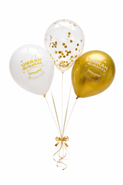 Ballonnen Set – Umrah Mubarak (12 stuks) – Witgoud Thema