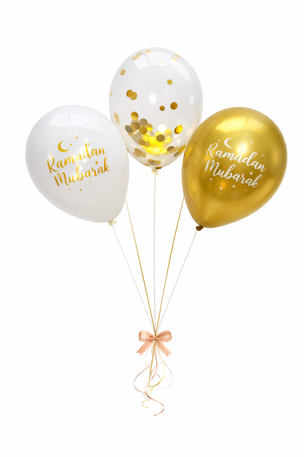 Ramadan Mubarak Ballonnen Set – Goud & Wit (12 stuks)