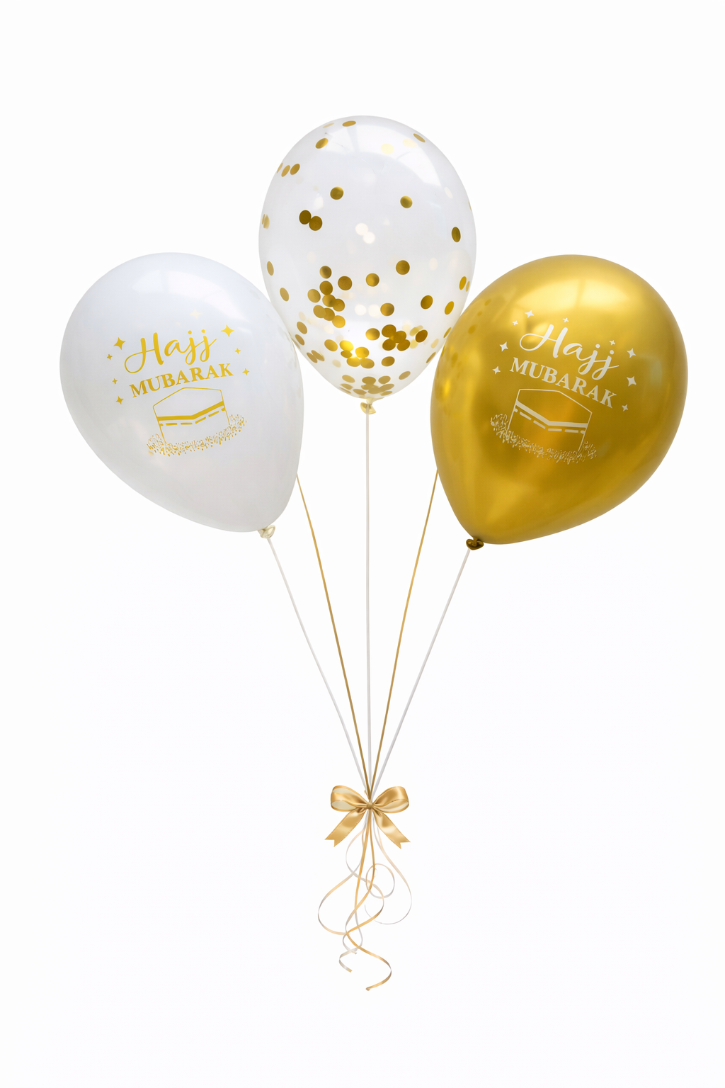 Ballonnen Set – Hajj Mubarak (12 stuks) – Witgoud Thema
