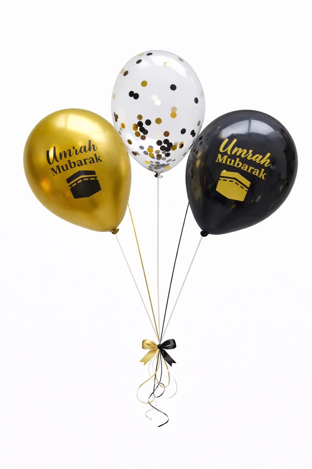 Ballonnen Set – Umrah Mubarak (12 stuks) – Zwartgoud Thema