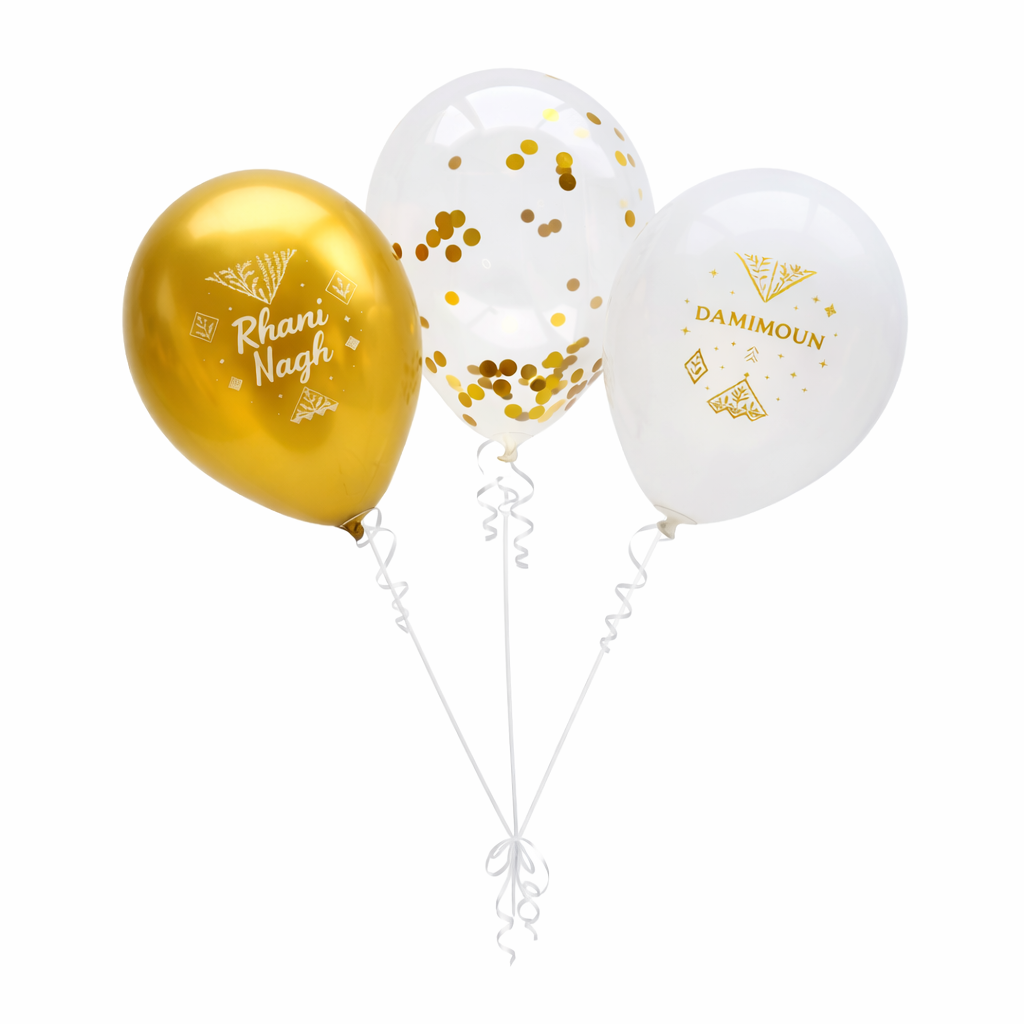 Rhani Nagh Damimoun Ballonnen Set - Goud & Wit (12 stuks)