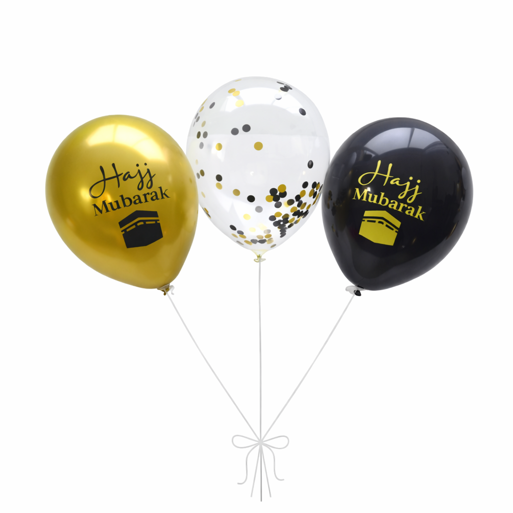 Ballonnen Set – Hajj Mubarak (12 stuks) – Zwartgoud Thema