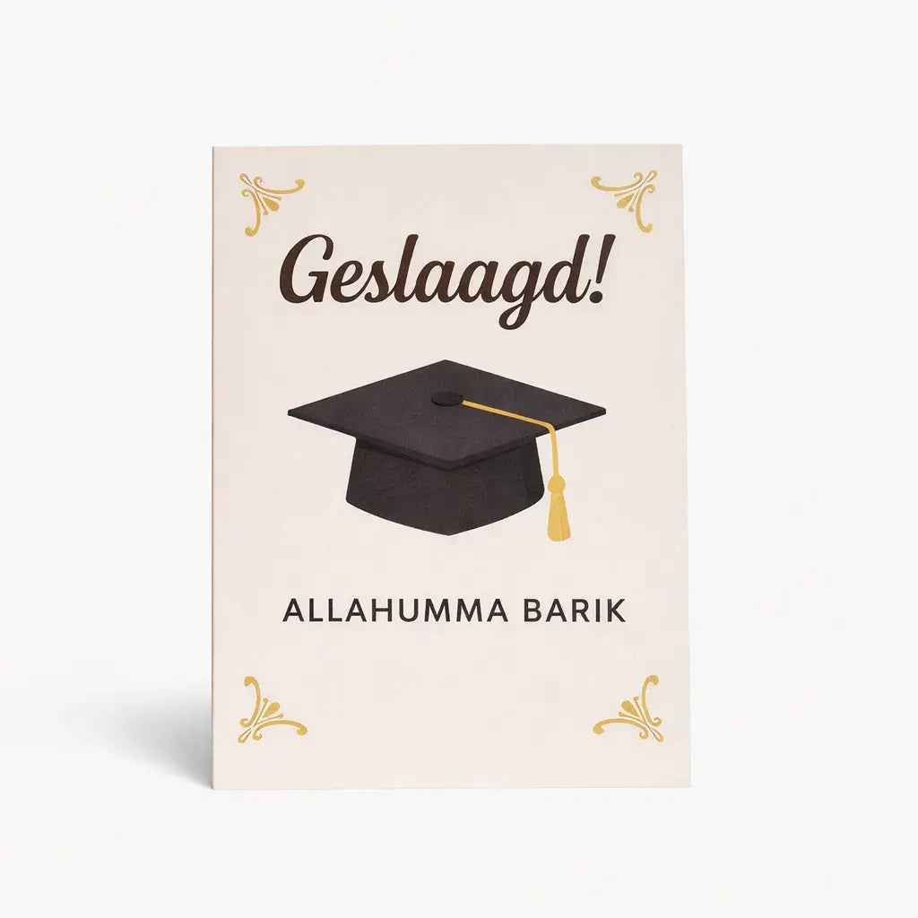 Geslaagd! Allahumma Barik Wenskaart 