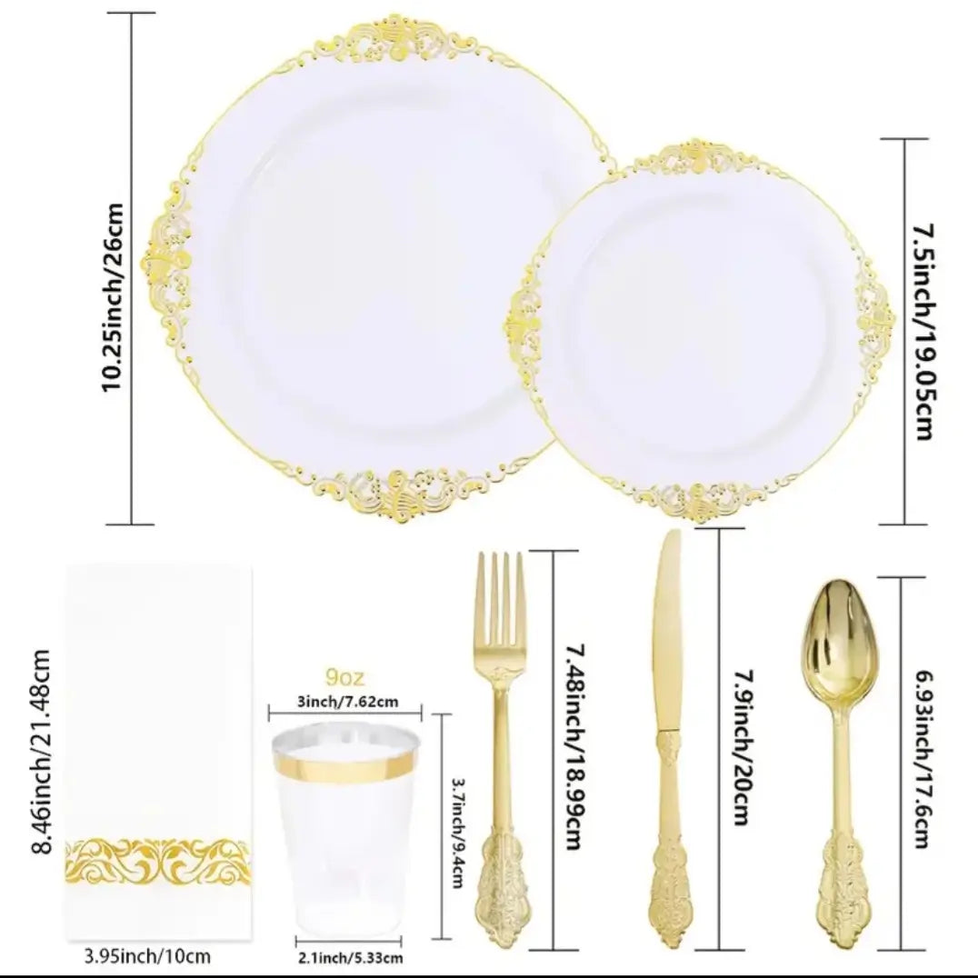 Gouden Plastic Tafelservies 