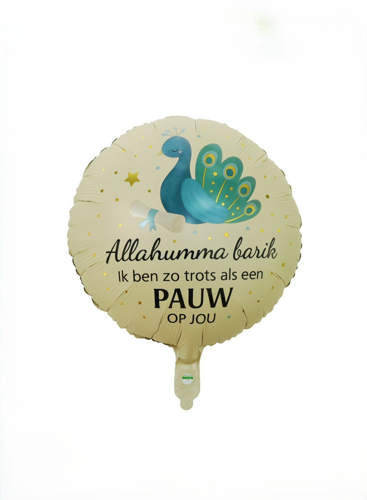 Folieballon Allahumma Barik – Trots als een Pauw
