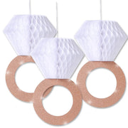 Roségouden Ringdecoratie – Set van 3 Roségouden Diamantringen voor Bruiloft of Bride To Be