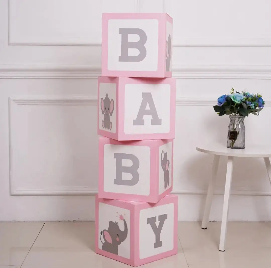 Roze BABY Decoratieboxen met Dierenprint