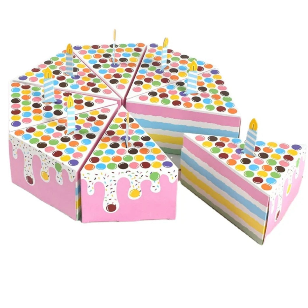 16 Gekleurde Taartpunt Traktatie Doosjes – Feestelijke Verpakking voor Snoep en Cadeautjes