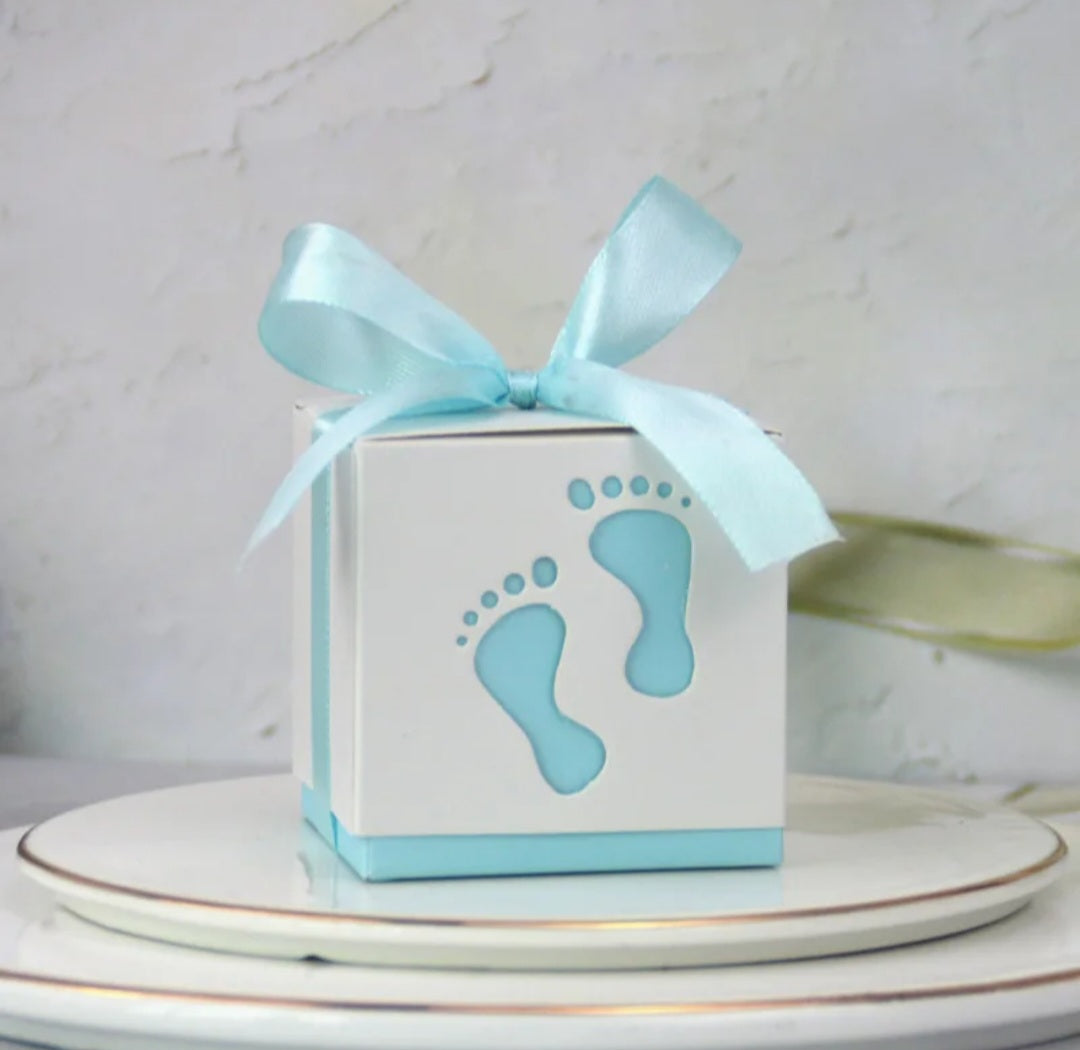 25 Blauwe Cadeaudoosjes Babyvoetjes – Baby Shower & Geboorte Decoratie Jongen