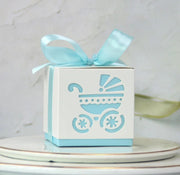25 Blauwe Cadeaudoosjes Kinderwagen – Baby Shower & Geboorte Decoratie Jongen