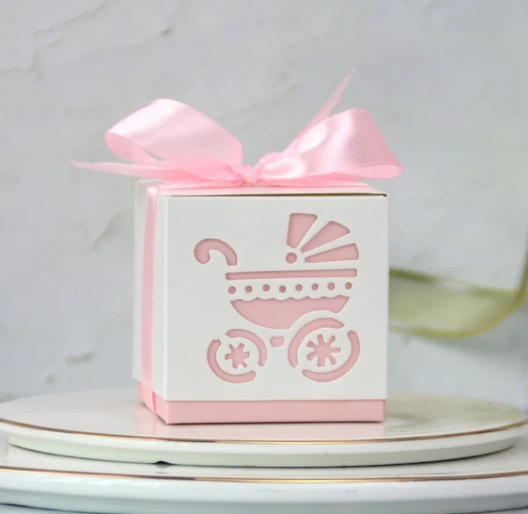 25 Roze Cadeaudoosjes Kinderwagen – Baby Shower & Geboorte Decoratie Meisje