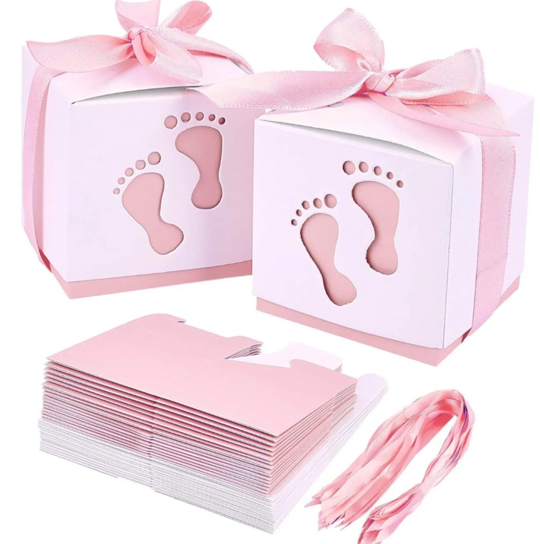 25 Roze Cadeaudoosjes Babyvoetjes – Baby Shower & Geboorte Decoratie Meisje