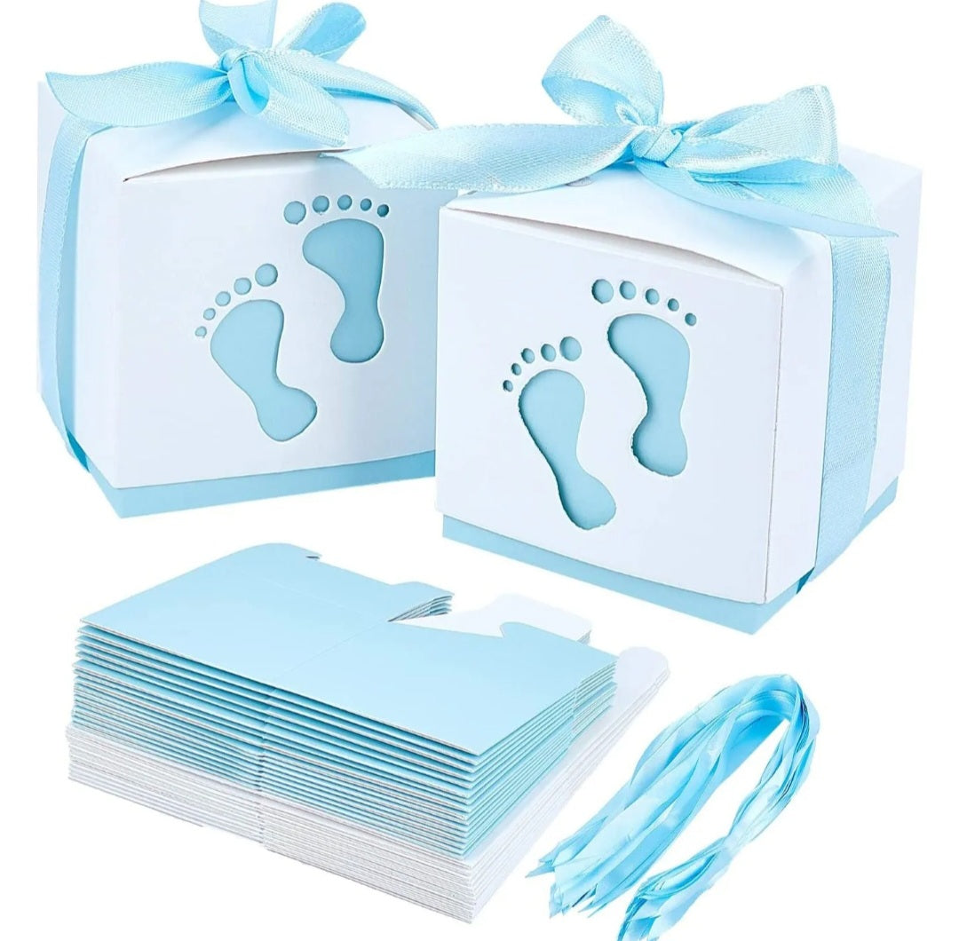 25 Blauwe Cadeaudoosjes Babyvoetjes – Baby Shower & Geboorte Decoratie Jongen