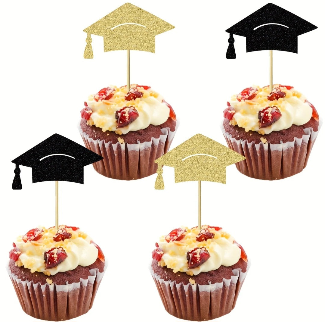 12 Graduation Cupcake Toppers – Feestelijke Decoratie voor Afstudeerfeest