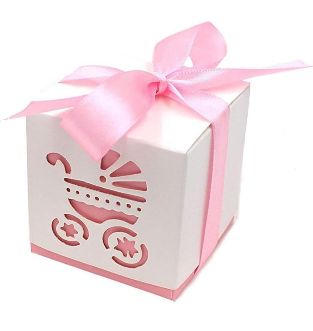 25 Roze Cadeaudoosjes Kinderwagen – Baby Shower & Geboorte Decoratie Meisje