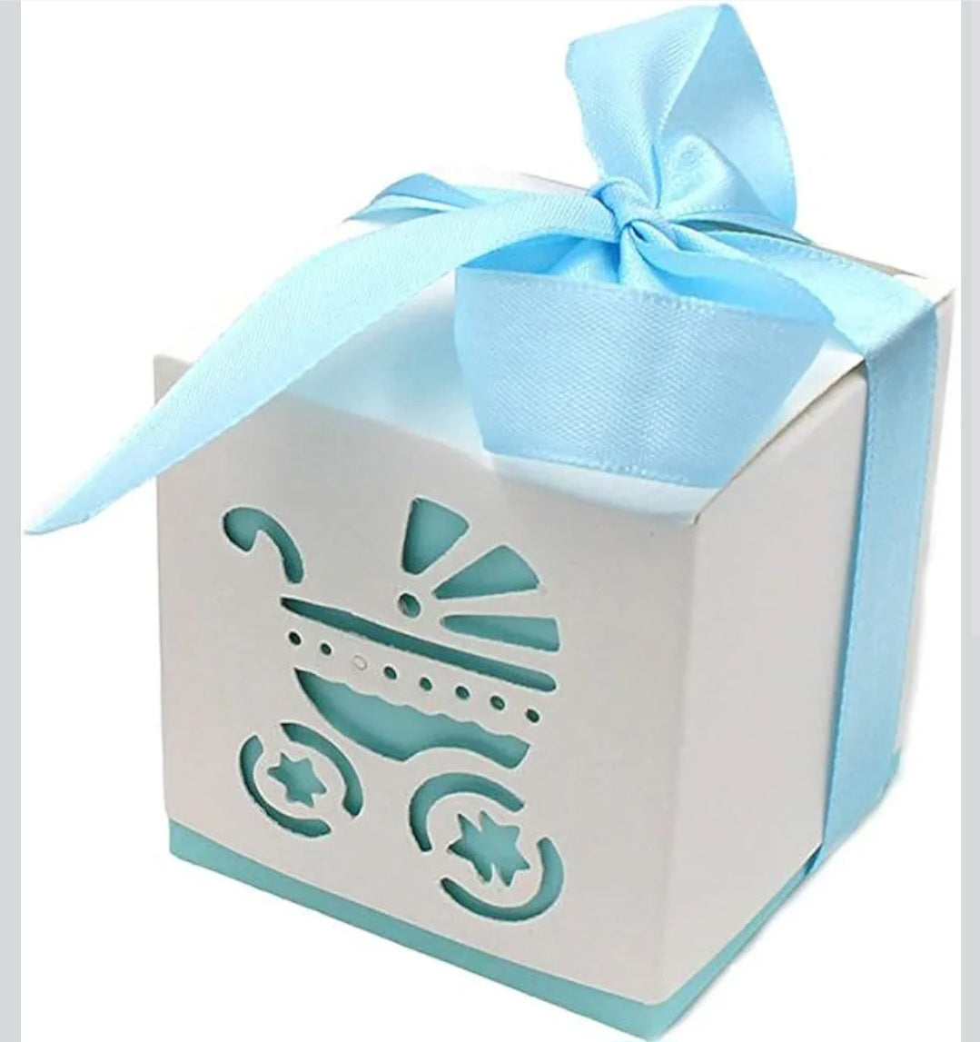 25 Blauwe Cadeaudoosjes Kinderwagen – Baby Shower & Geboorte Decoratie Jongen