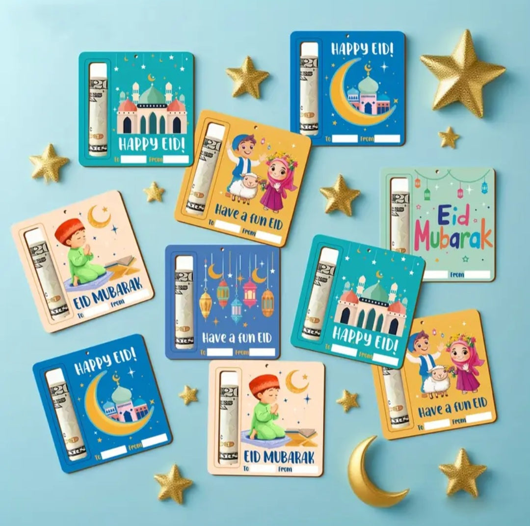 Eid Mubarak Gekleurde Geldcadeau Kaarten – 12 Stuks