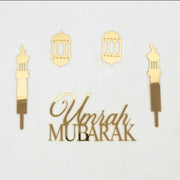 5 Umrah Mubarak Cupcake Toppers – Luxe Gouden Design