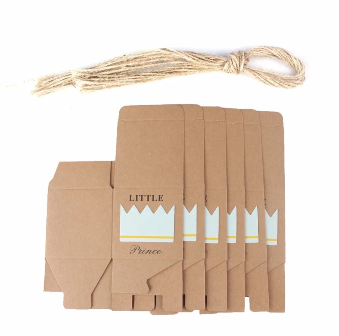 25 Little Prince Bedankdoosjes – Luxe Kraft Verpakking met Kroontje en Jute Strik