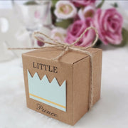 25 Little Prince Bedankdoosjes – Luxe Kraft Verpakking met Kroontje en Jute Strik