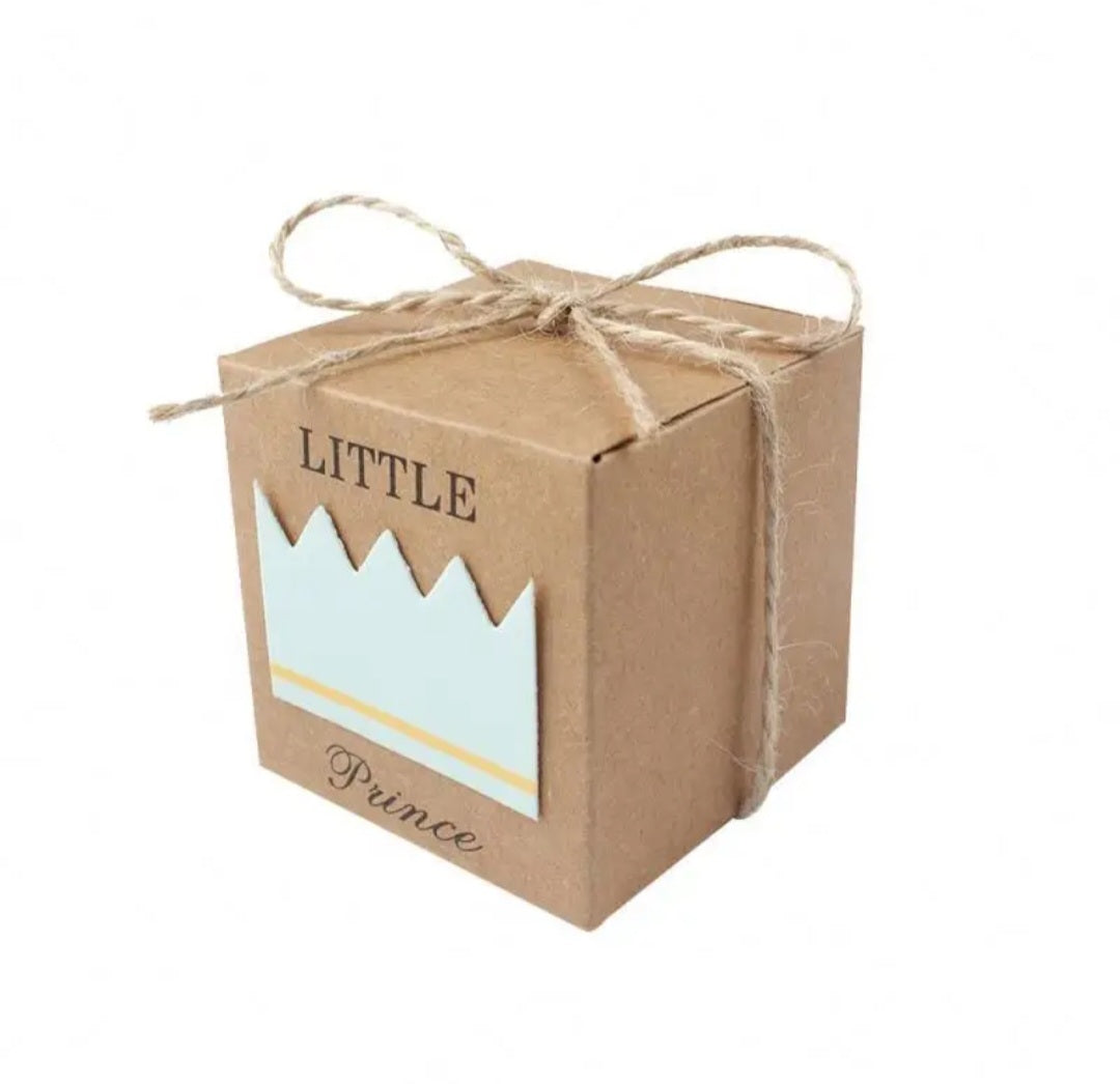 25 Little Prince Bedankdoosjes – Luxe Kraft Verpakking met Kroontje en Jute Strik