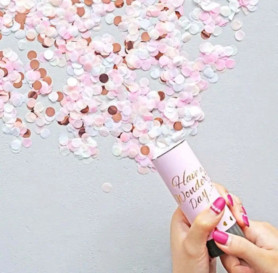 Confetti Shooter – Set van 3 Roze Party Poppers met Roségouden Accenten