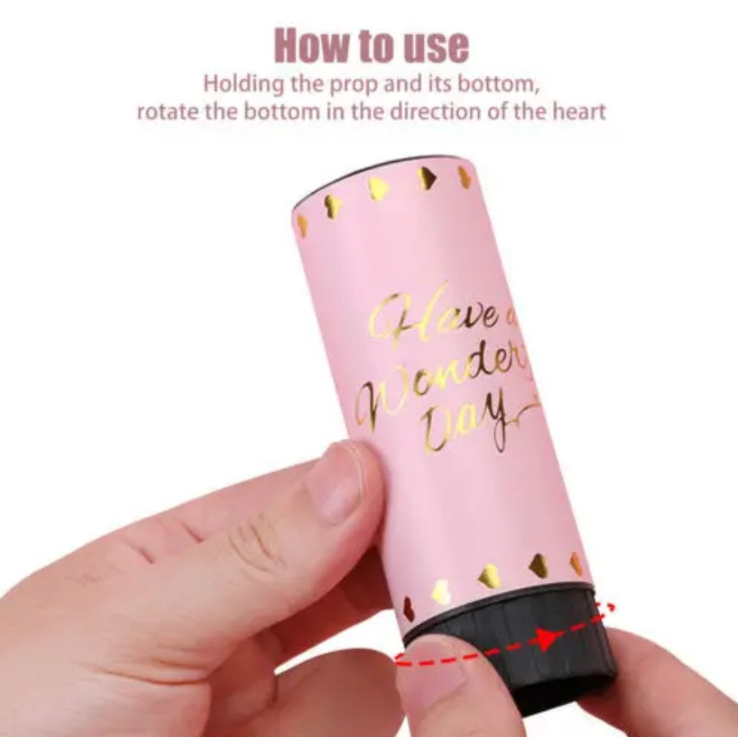 Confetti Shooter – Set van 3 Roze Party Poppers met Roségouden Accenten