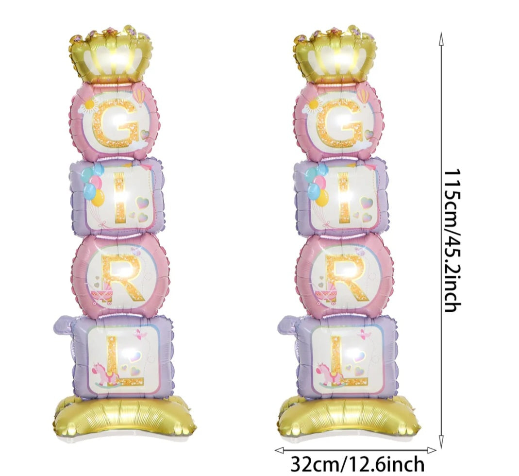 Grote Ballonpilaar “GIRL” – Babyshower & Gender Reveal Decoratie