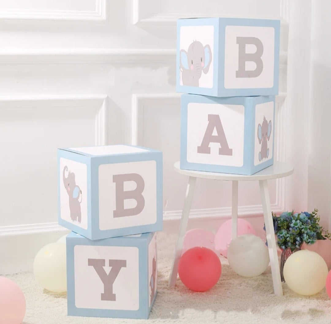 Blauwe BABY Decoratieboxen met Dierenprint – Schattige Eyecatcher voor Babyshowers!