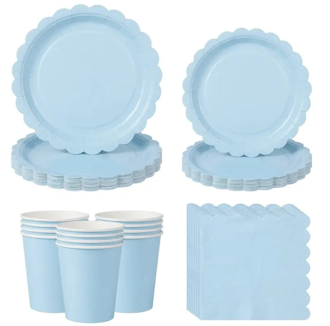 Complete Blauwe Wegwerp Serviesset – 175-delige Partyset voor 25 Personen