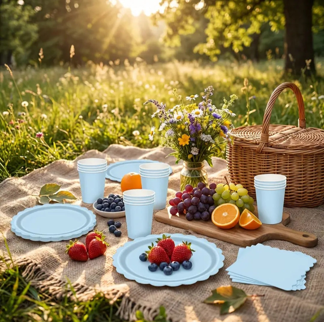 Complete Blauwe Wegwerp Serviesset – 175-delige Partyset voor 25 Personen