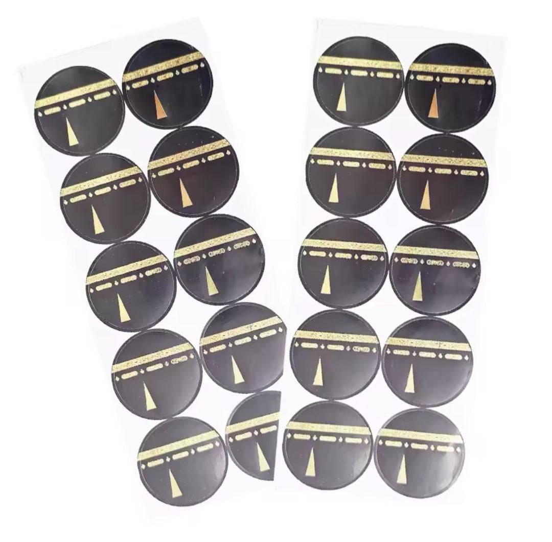 Kaaba Stickers Zwart Goud – Umrah & Hajj Decoratie voor Bedankjes, Traktaties en Cadeauzakjes