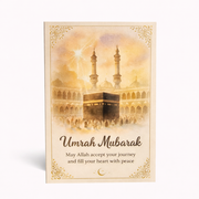 Umrah Mubarak Wenskaart – Luxe Felicitatiekaart voor een Spirituele Reis